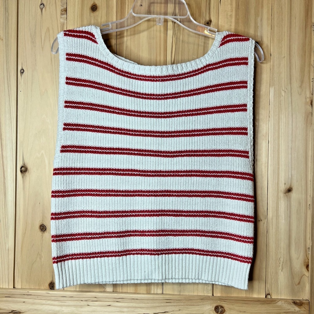 Song of Style Aimee Song XL Preppy Red White Nautical Knit Tank Striped Sweater